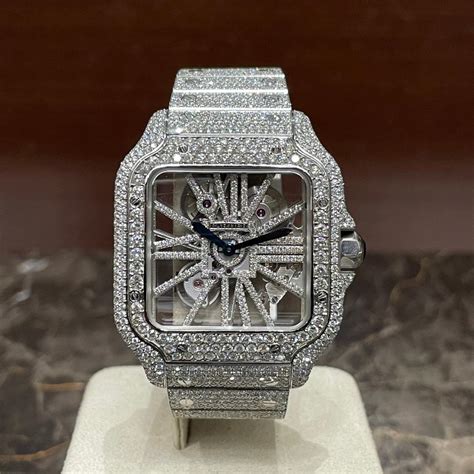 cartier skeleton iced out|cartier skeleton watch price.